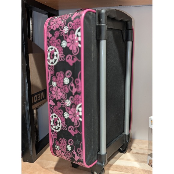 Baby Phat Rolling Luggage‎ Carry On Suitcase Black Pink Floral Y2K E1 - Picture 2 of 5